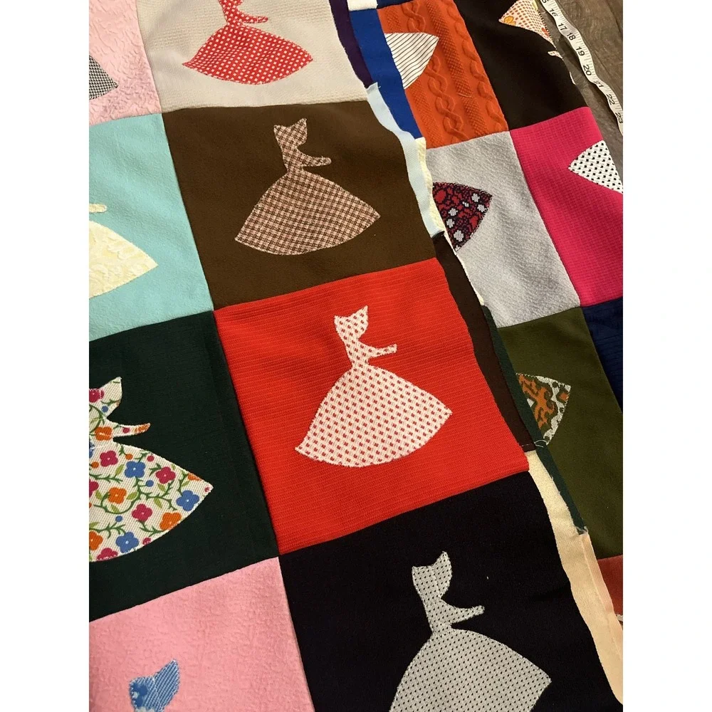 Handmade Patchwork Quilt Applique Dress Sunbonnet Sue Style Folk Art top only - Picture 4 of 4